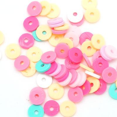 6mm Vinyl/Vulcanite Heishi Beads – Mixed Colors (Pink)