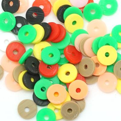 6mm Vinyl/Vulcanite Heishi Beads – Mixed Colors (Orange Green)