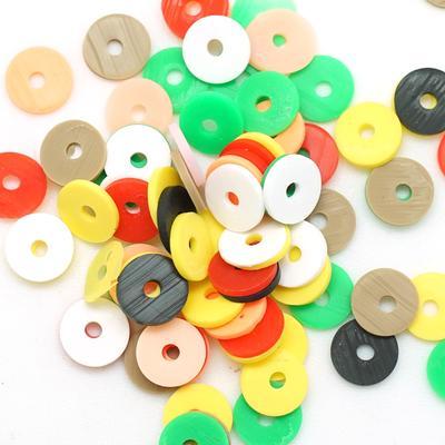 8mm Vinyl/Vulcanite Heishi Beads – Mixed Colors (Orange Green)