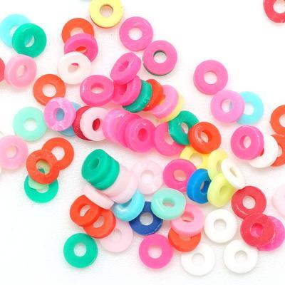 4mm Vinyl/Vulcanite Heishi Beads – Mixed Colors (Multi)