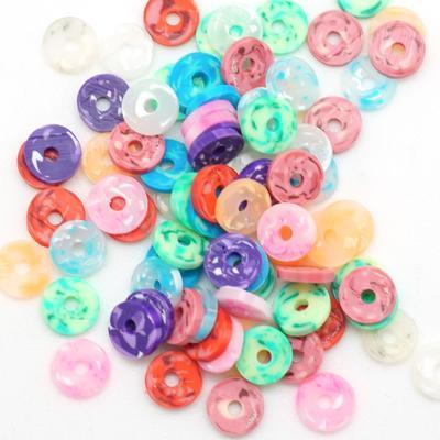 6mm Vinyl/Vulcanite Heishi Beads – Mixed Colors (Rainbow Flower)