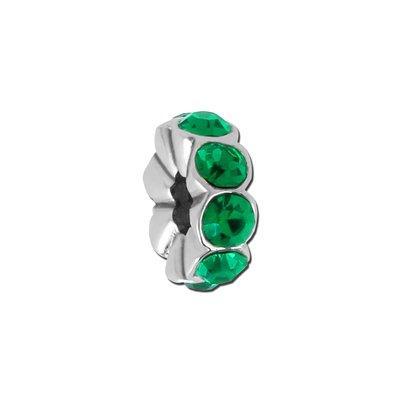 Emerald Rhinestone Rondelle Bead for 2mm Leather - Goody Beads