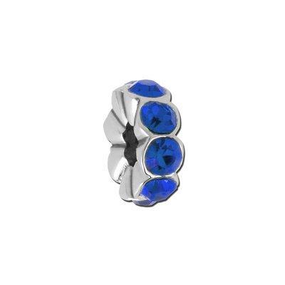 Sapphire Rhinestone Rondelle Bead for 2mm Leather - Goody Beads