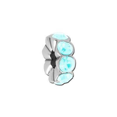 Aquamarine Rhinestone Rondelle Bead for 2mm Leather - Goody Beads