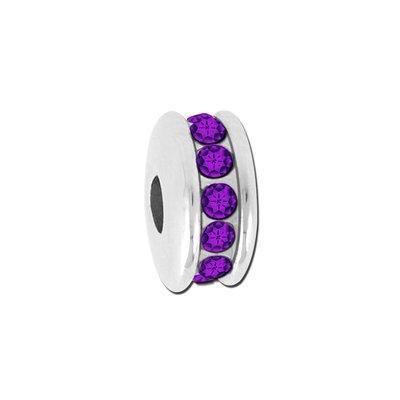 Amethyst Rhinestone Channel Set Bead for 2mm Leather - Goody Beads