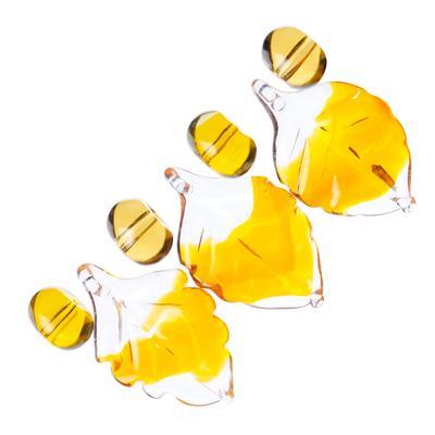 Clear and Amber Leaves and Rondelle Beads Glass Beads Set - Goody Beads