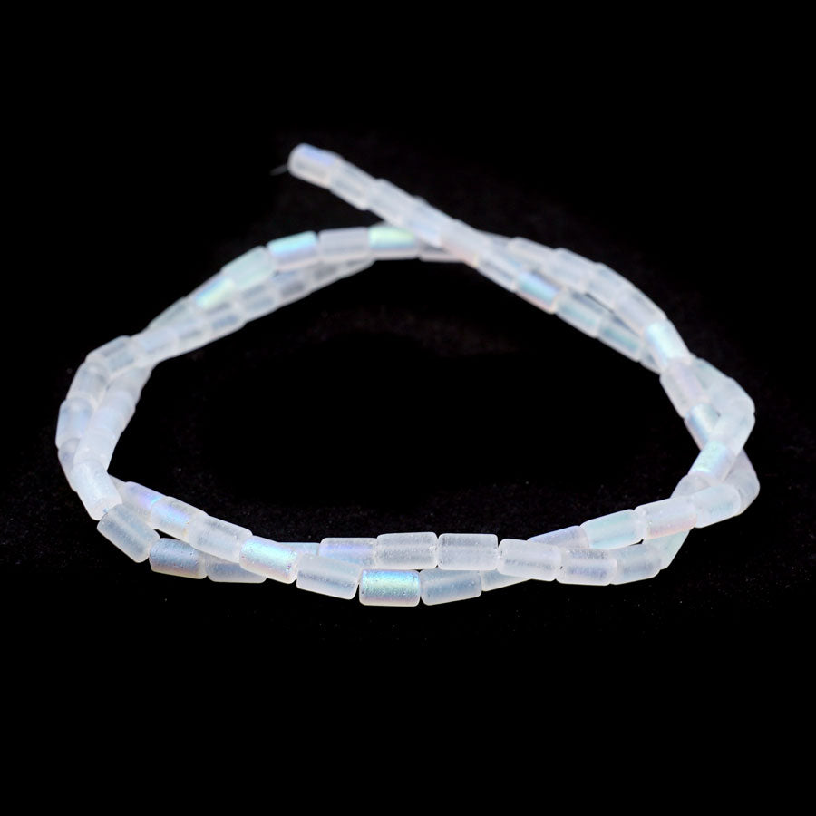 5mm Crystal Clear AB Matte Glass Tube Beads - Goody Beads