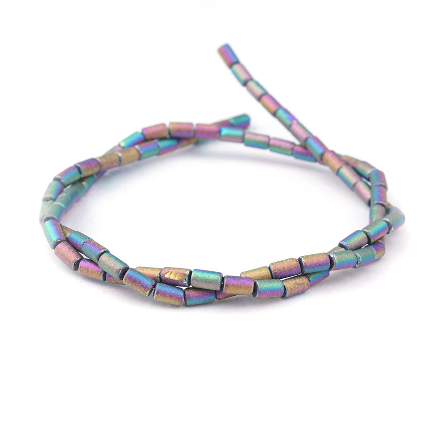 5mm Metallic Rainbow Matte Glass Tube Beads - Goody Beads