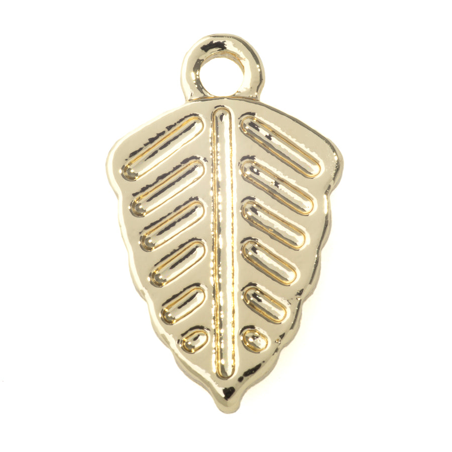 17mm Leaf Charm from the Deco Collection - Gold Plated (10 Pieces)