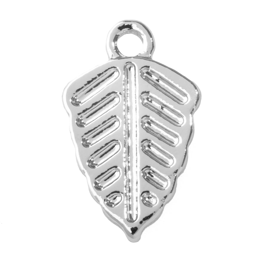 17mm Leaf Charm from the Deco Collection - Rhodium Plated (10 Pieces)