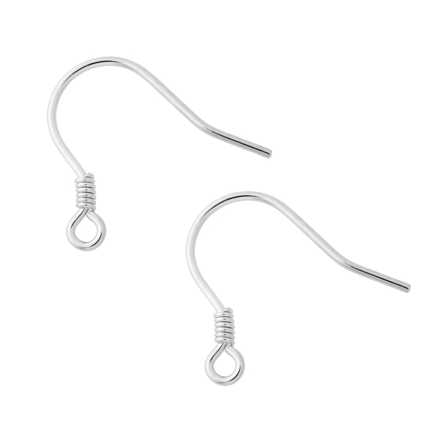 Coiled French Earring Wires - Sterling Silver (1 Pair)