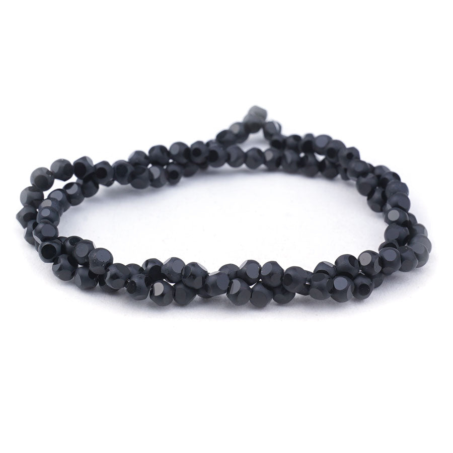 4mm Metallic Black Matte Round 6 Dot Glass Beads - Goody Beads