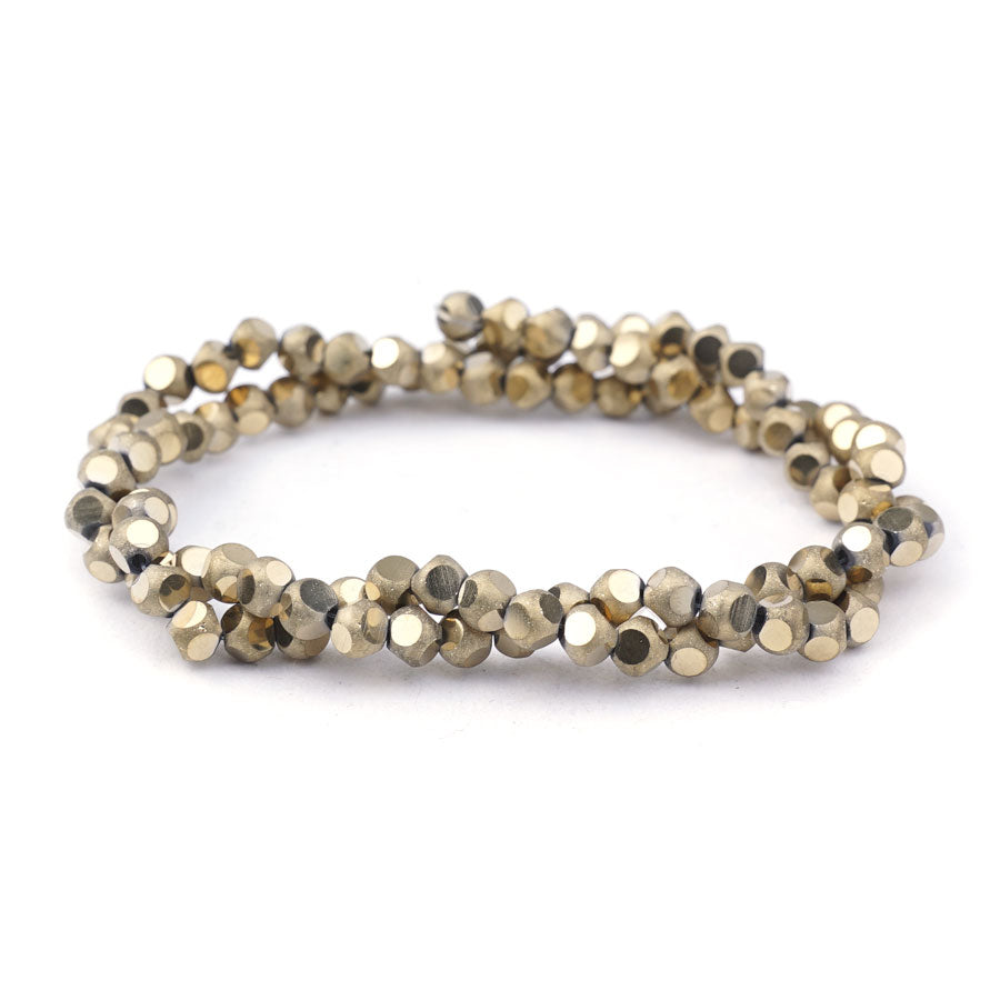 4mm Metallic Gold Matte Round 6 Dot Glass Beads - Goody Beads