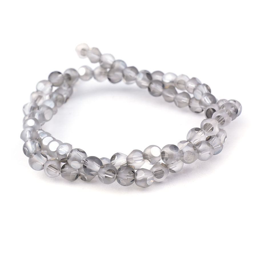 6mm Grey Matte Round 6 Dot Glass Beads - Goody Beads