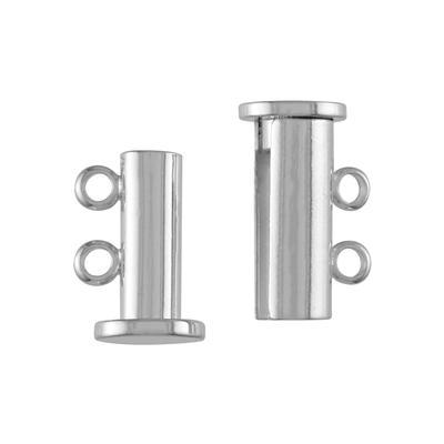 14mm Silver 2-Hole Tube Magnetic Clasp - Goody Beads