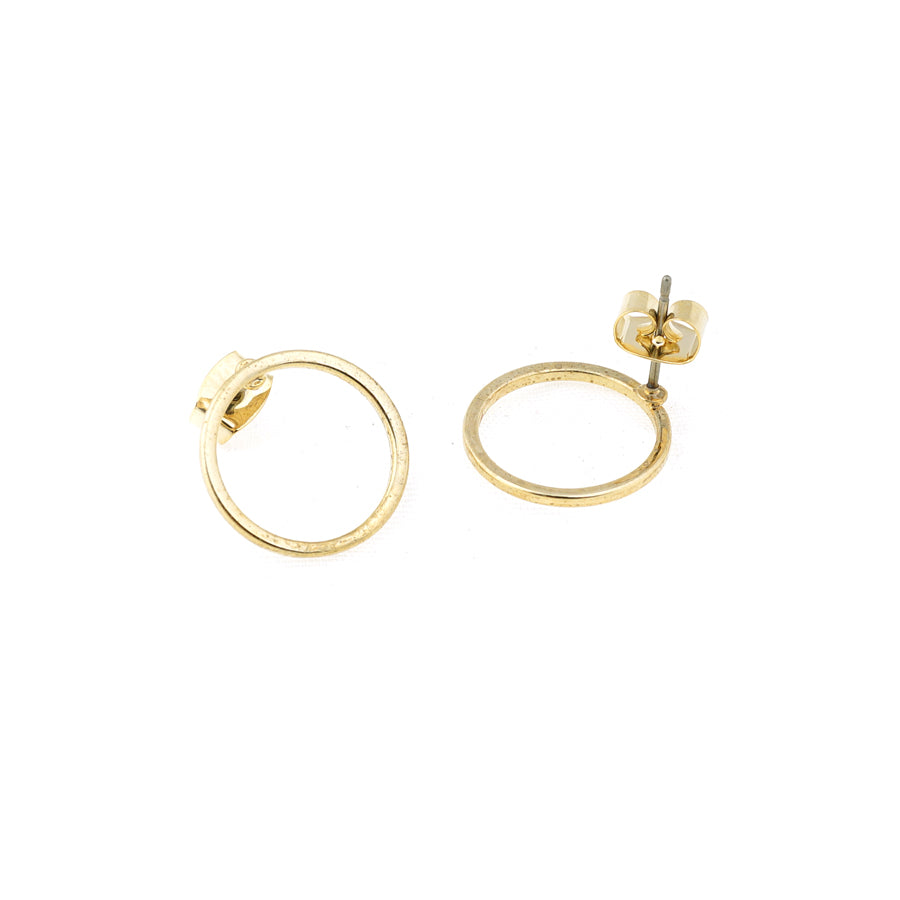 15mm Gold Hoop Post Earrings - Goody Beads