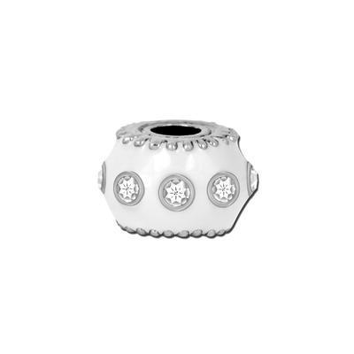 Petite White Enamel with Clear Crystals Bead - Interchangeable - Goody Beads