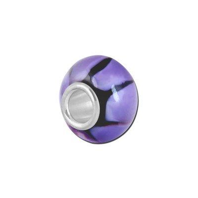 Petite Purple and Black Stripe Lampwork Glass Bead - Interchangeable - Goody Beads