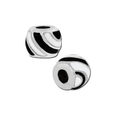 Petite Black and White Animal Swirl Enamel Bead - Interchangeable - Goody Beads