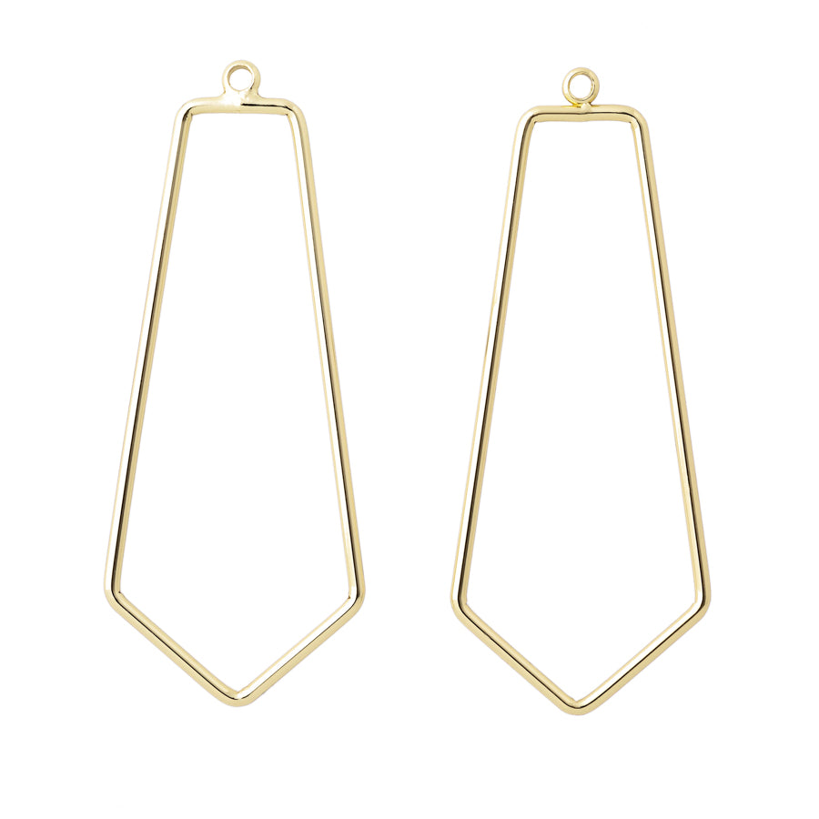 50x20mm Kite Shaped Pendant/Component in Gold Plated Brass from the Geo Collection (1 Pair)