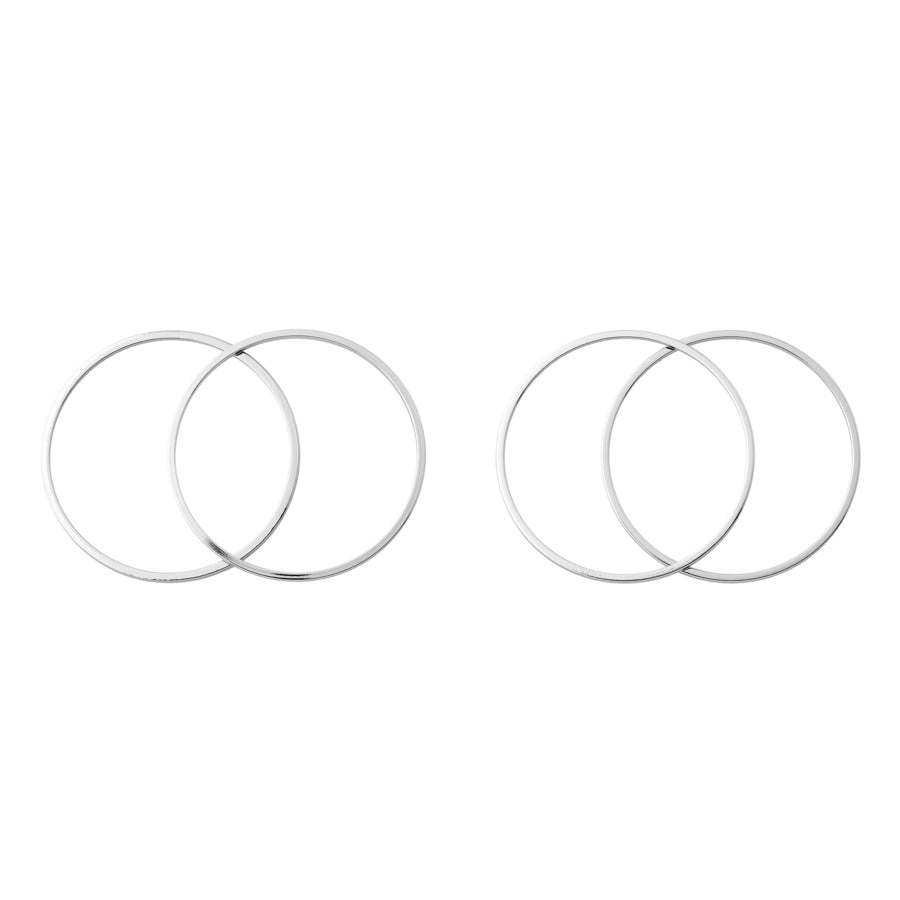 30mm Small Circle Frame Connector in Rhodium Plated Brass from the Geo Collection (4 Pieces)