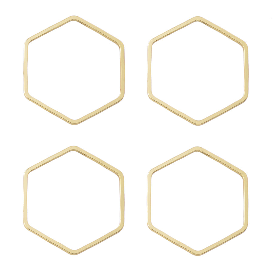 22mm Small Hexagon Frame Connector in Gold Plated Brass from the Geo Collection