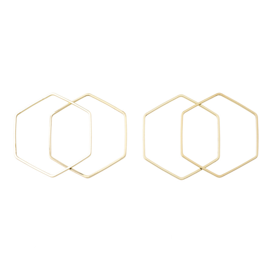 30mm Medium Hexagon Frame Connector in Gold Plated Brass from the Geo Collection (4 Pieces)