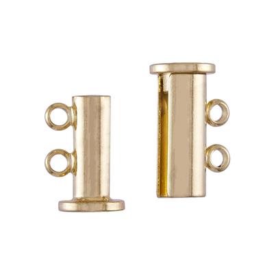 14mm Gold 2-Hole Tube Magnetic Clasp - Goody Beads