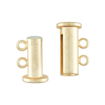 14mm Satin Hamilton Gold 2-Hole Tube Magnetic Clasp - Goody Beads