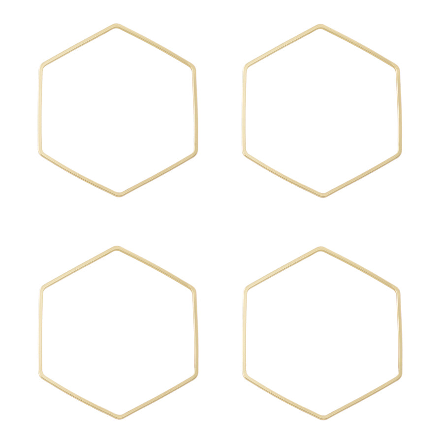 40mm Large Hexagon Frame Connector in Gold Plated Brass from the Geo Collection (4 Pieces)