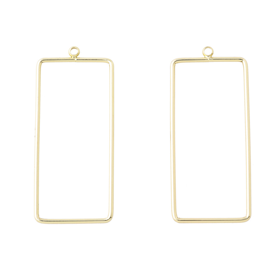 46x20mm Rectangle Pendant/Component in Gold Plated Brass from the Geo Collection (1 Pair)