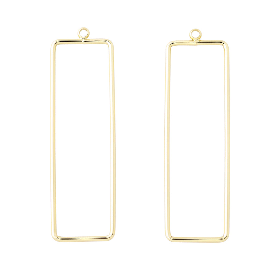 52x15mm Elongated Rectangle Pendant/Component in Gold Plated Brass from the Geo Collection (1 Pair)