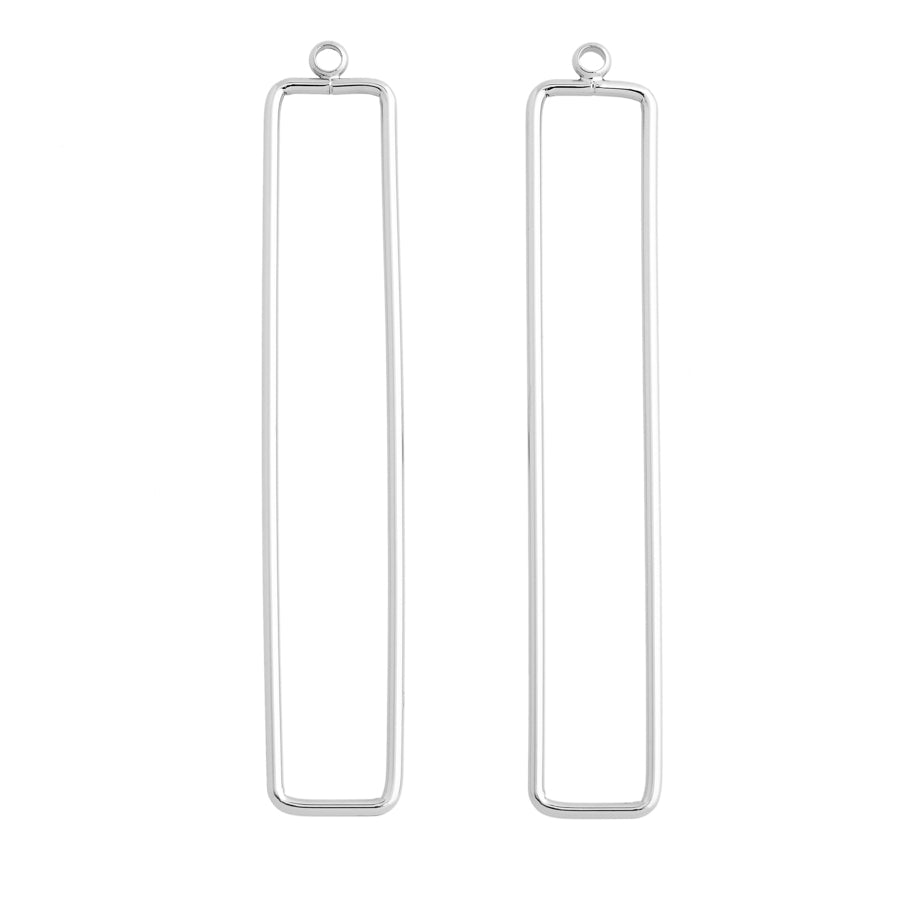 60x10mm Elongated Rectangle Pendant/Component in Rhodium Plated Brass from the Geo Collection (1 Pair)