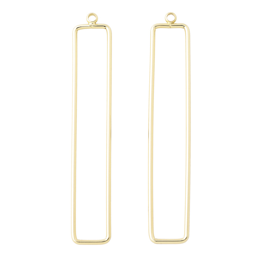 60x10mm Elongated Rectangle Pendant/Component in Gold Plated Brass from the Geo Collection (1 Pair)