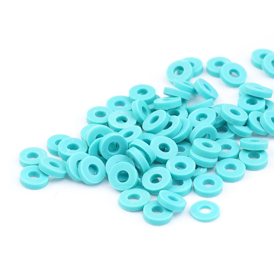 4mm Vinyl/Vulcanite Heishi Beads – Turquoise - Goody Beads