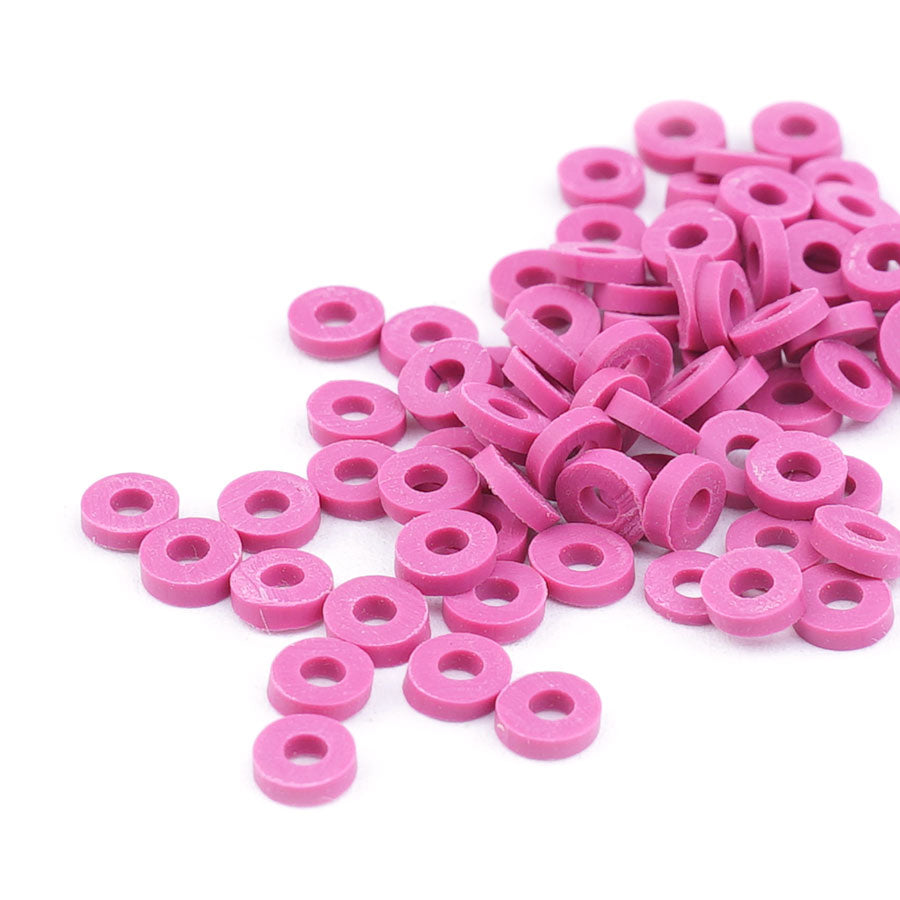 4mm Vinyl/Vulcanite Heishi Beads – Magenta - Goody Beads