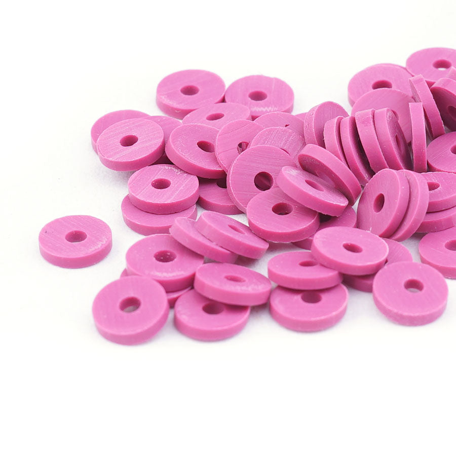 6mm Vinyl/Vulcanite Heishi Beads – Magenta - Goody Beads