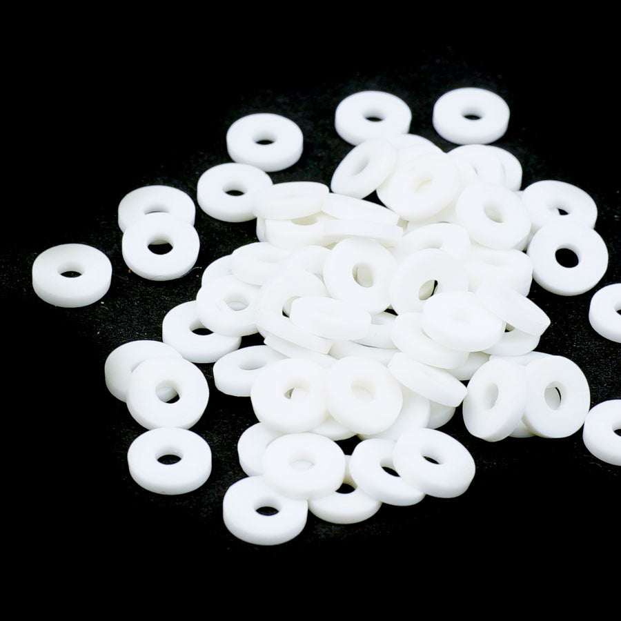 6mm Vinyl/Vulcanite Heishi Beads – White - Goody Beads