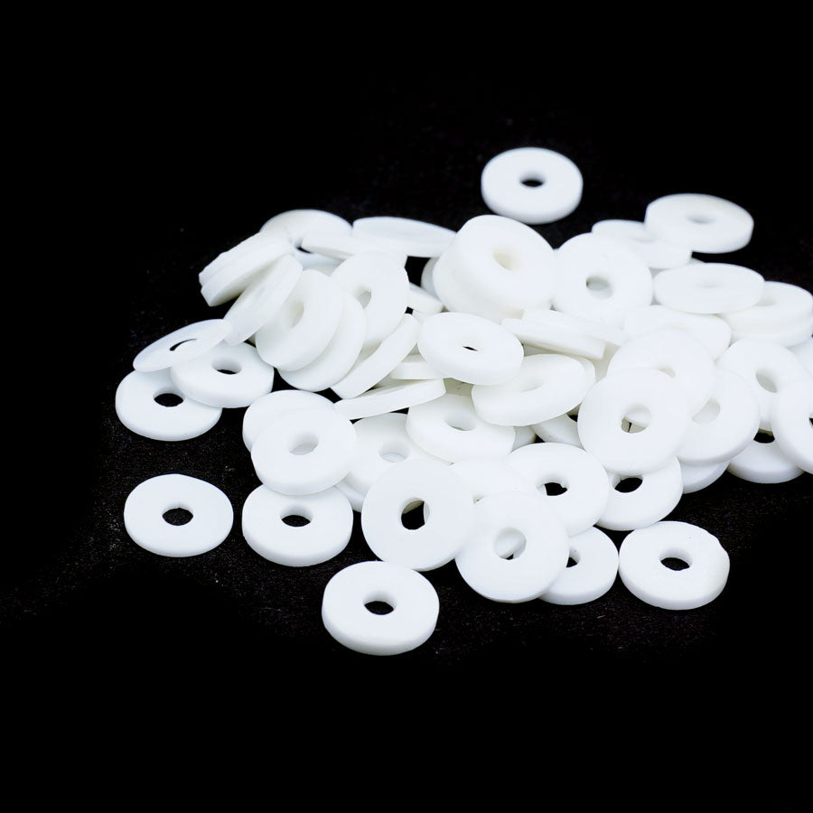 8mm Vinyl/Vulcanite Heishi Beads – White - Goody Beads