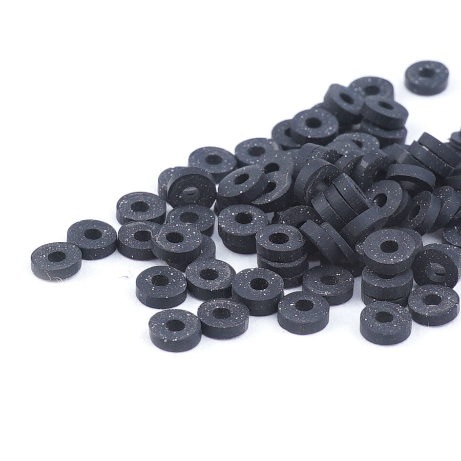 4mm Vinyl/Vulcanite Heishi Beads – Black - Goody Beads