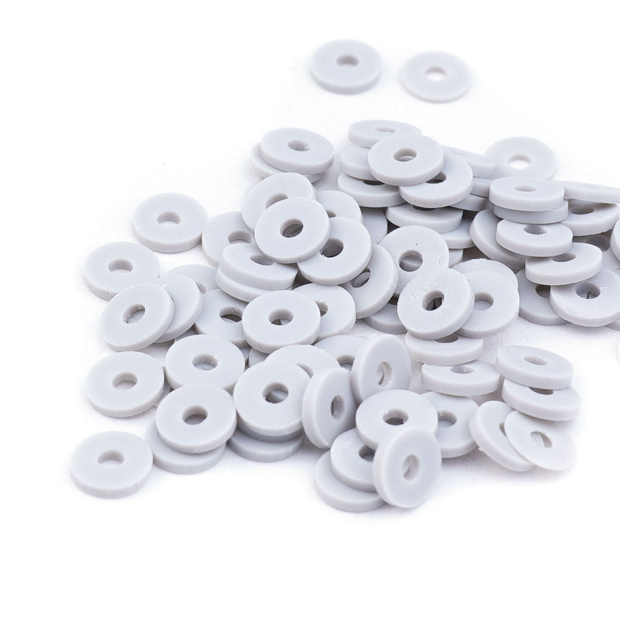 6mm Vinyl/Vulcanite Heishi Beads – Grey - Goody Beads