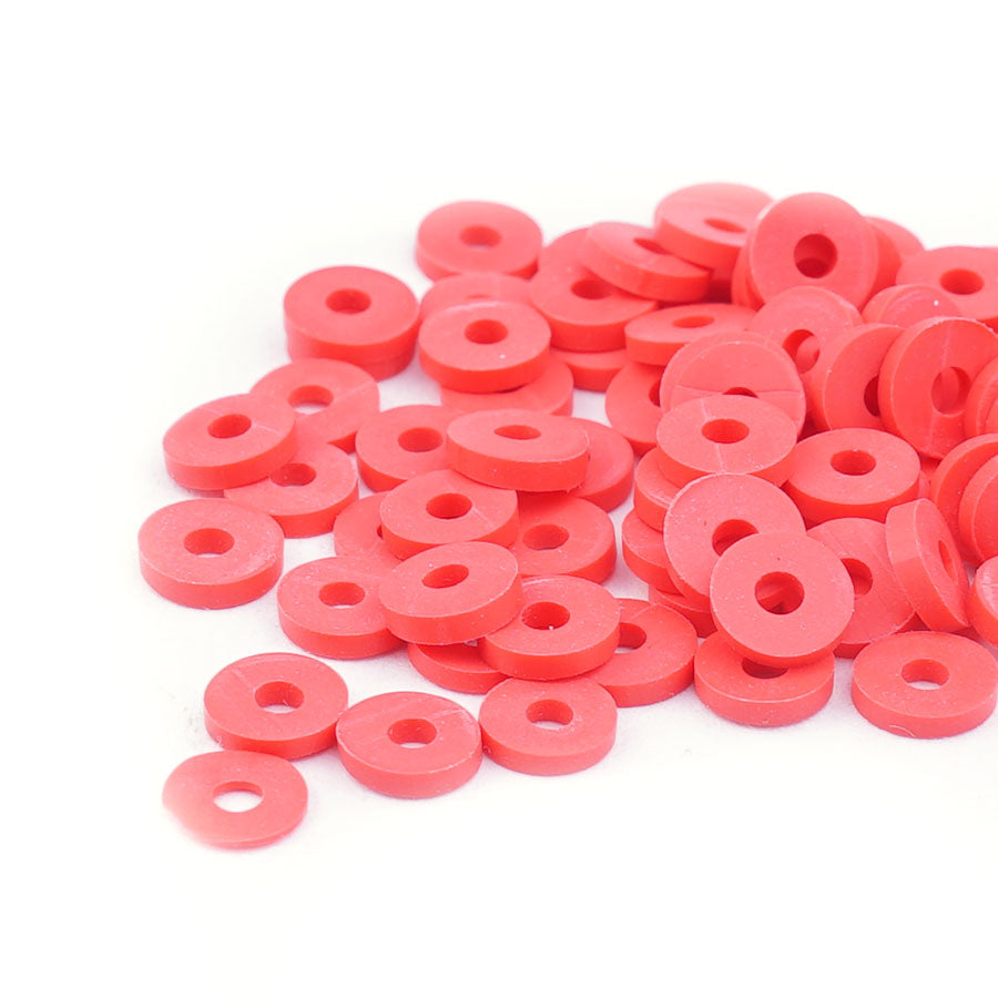 6mm Vinyl/Vulcanite Heishi Beads – Red - Goody Beads