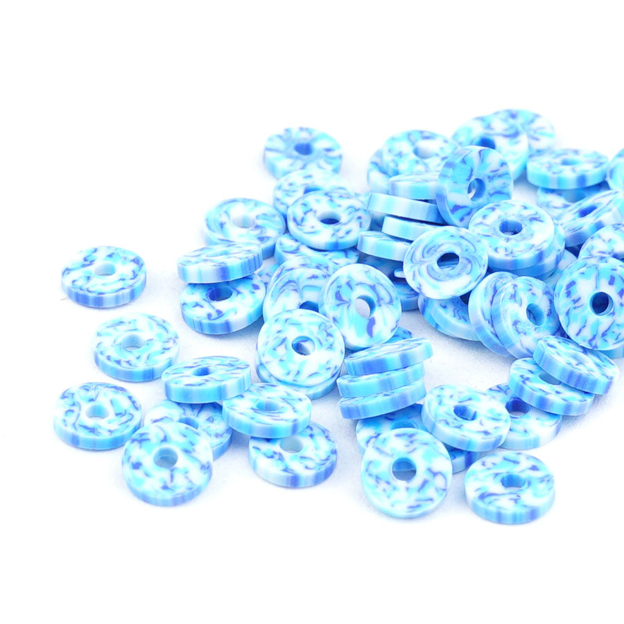 6mm Vinyl/Vulcanite Heishi Beads – Periwinkle and Light Blue - Goody Beads