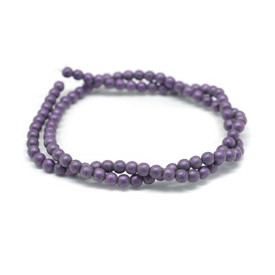 4mm Metallic Suede Purple Druk Czech Round Glass Beads - Goody Beads