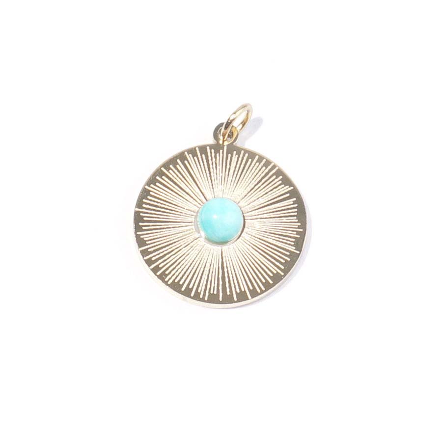 18mm Gold Plated Star Burst Charm with Amazonite - Goody Beads