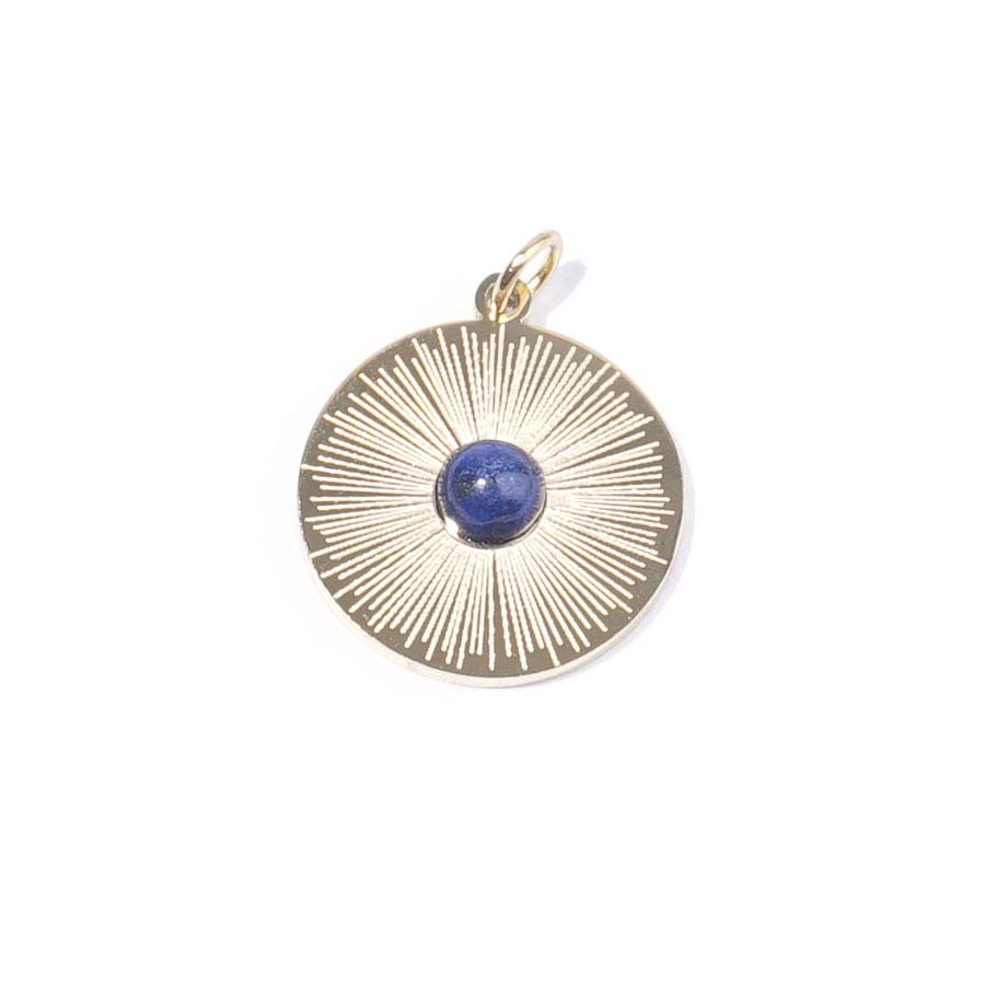 18mm Gold Plated Star Burst Charm with Lapis - Goody Beads