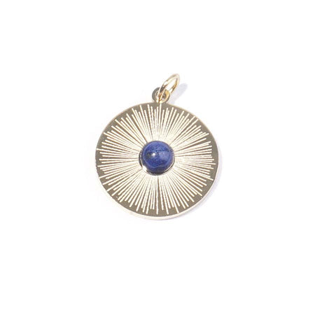 18mm Gold Plated Star Burst Charm with Lapis - Goody Beads