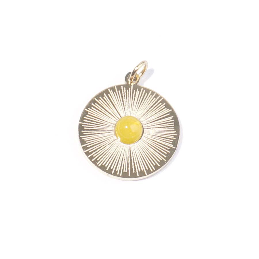 18mm Gold Plated Star Burst Charm with Yellow Jade - Goody Beads