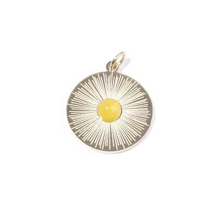 18mm Gold Plated Star Burst Charm with Yellow Jade - Goody Beads