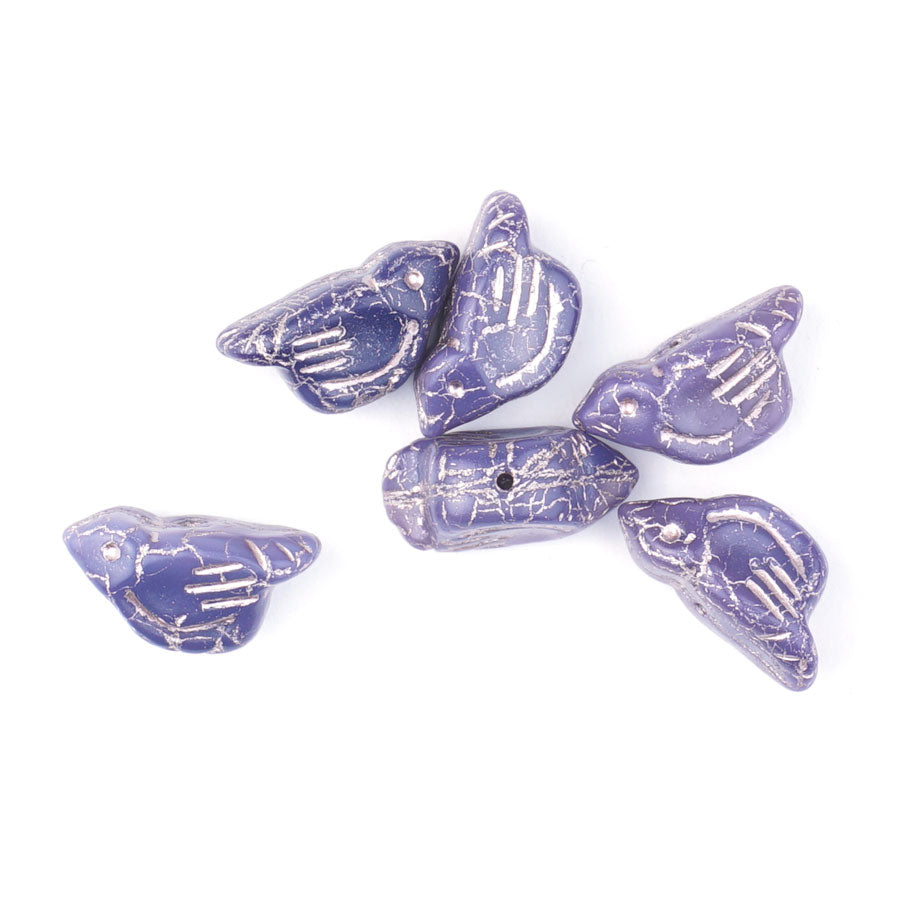 11x22mm Bird Shaped Plum with Gold Wash Czech Glass Beads - Goody Beads